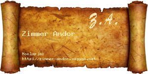 Zimmer Andor névjegykártya